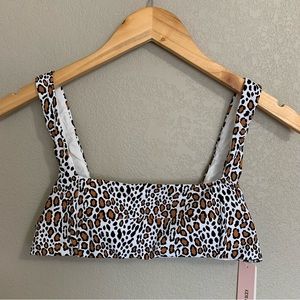 Aqua Size Small Square Neck Leopard Print Bikini Top NWT